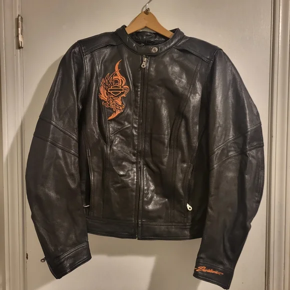 Harley Davidson Jacket and Chaps Set Orange Embroidery Large - Picture 9 of 16